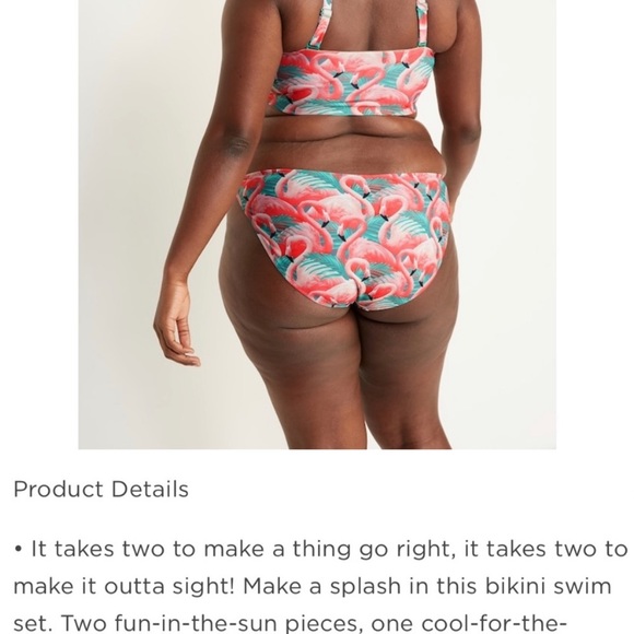 Old Navy | Flamingo Print | Bandeau Bikini | 2 Pc Bathing Suit 3X - Picture 2 of 3